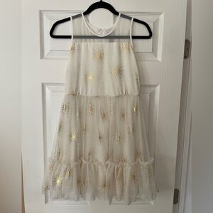 Elegant Cream and Gold Starry Kids Dress